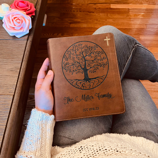 Personalized Family Bible,  Custom NIV Family Tree Journaling Bible, Engraved Bible, Wedding Bible, Anniversary Gifts Family Bible for Wedding - Aylev