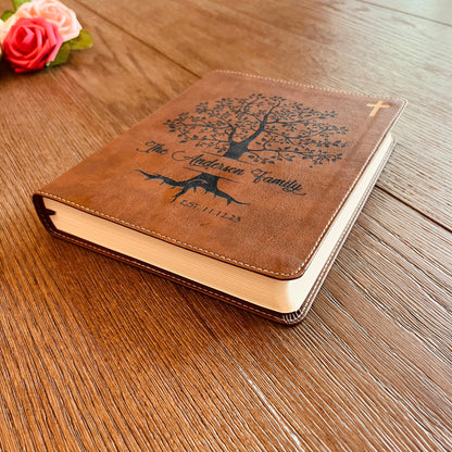 Personalized Family Bible, Custom NIV Family Tree Journaling Bible, Engraved Bible, Wedding Bible, Anniversary Gifts Family Bible for Wedding - Religious Books - Aylev