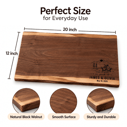 Personalized Camper Cutting Board, Custom Engraved Black Walnut Wood, RV Housewarming Gift, Camping Gift, Travel Trailer Kitchen Decor - Apparel & Accessories - Aylev