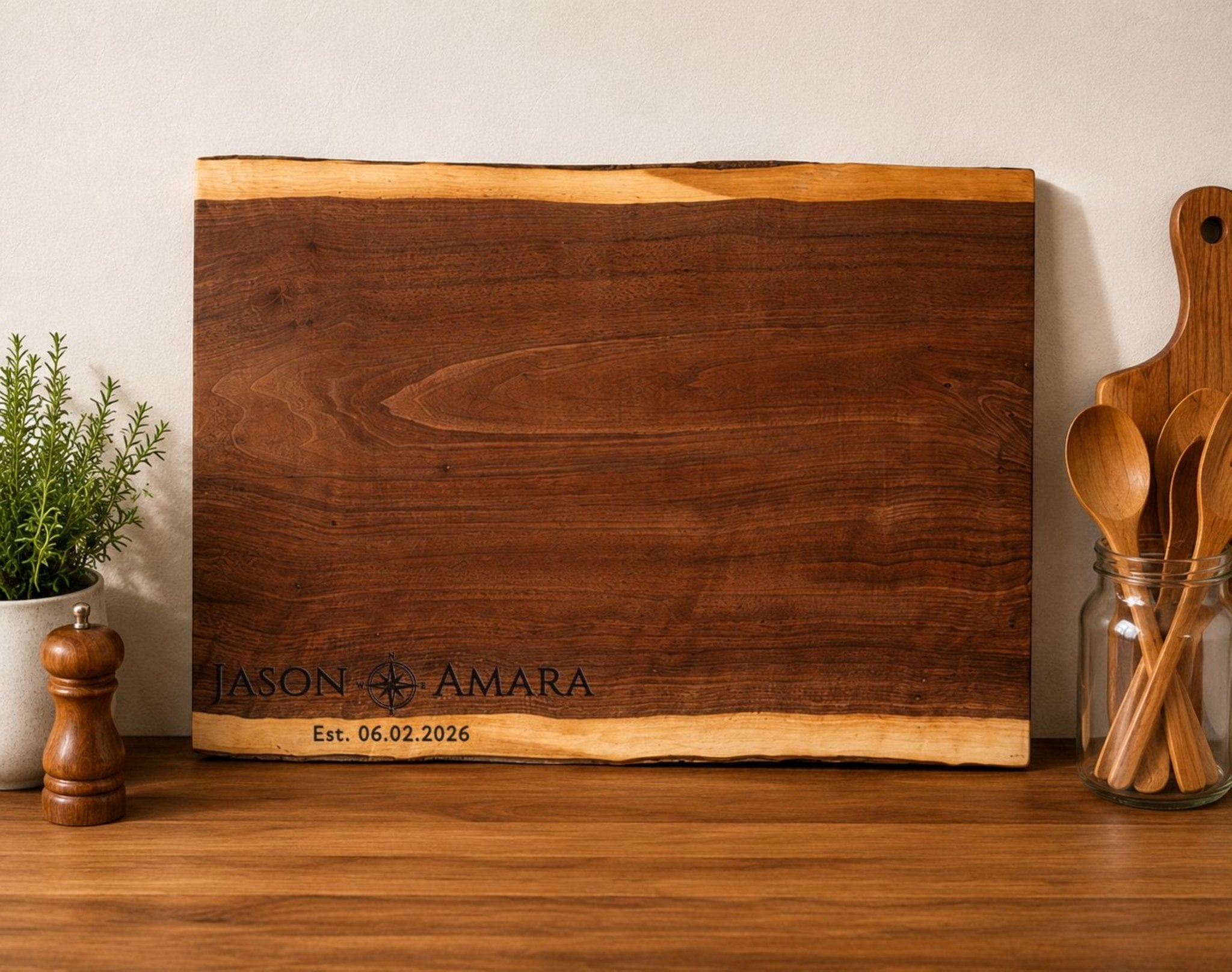 Personalized Camper Cutting Board, Custom Engraved Black Walnut Wood, RV Housewarming Gift, Camping Gift, Travel Trailer Kitchen Decor - Apparel & Accessories - Aylev