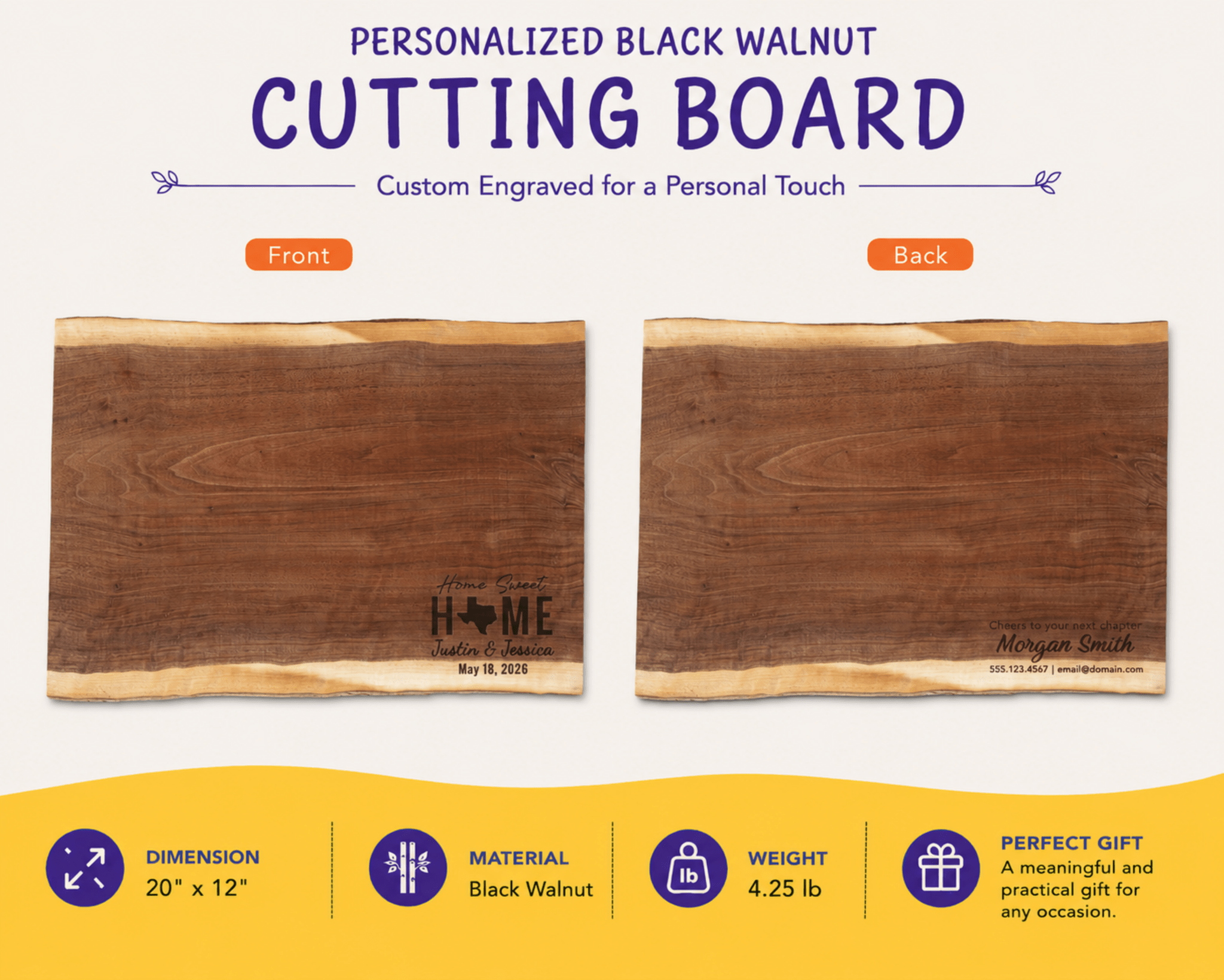 Personalized Realtor Closing Gift, Custom Engraved Black Walnut Cutting Board, Real Estate Client Gift, New Home Housewarming Keepsake - Apparel & Accessories - Aylev