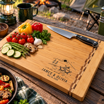 Personalized Camper Cutting Board, Custom RV Gift, Engraved Bamboo Wood Board, Camping Housewarming Gift, Travel Trailer Kitchen Decor - Apparel & Accessories - Aylev