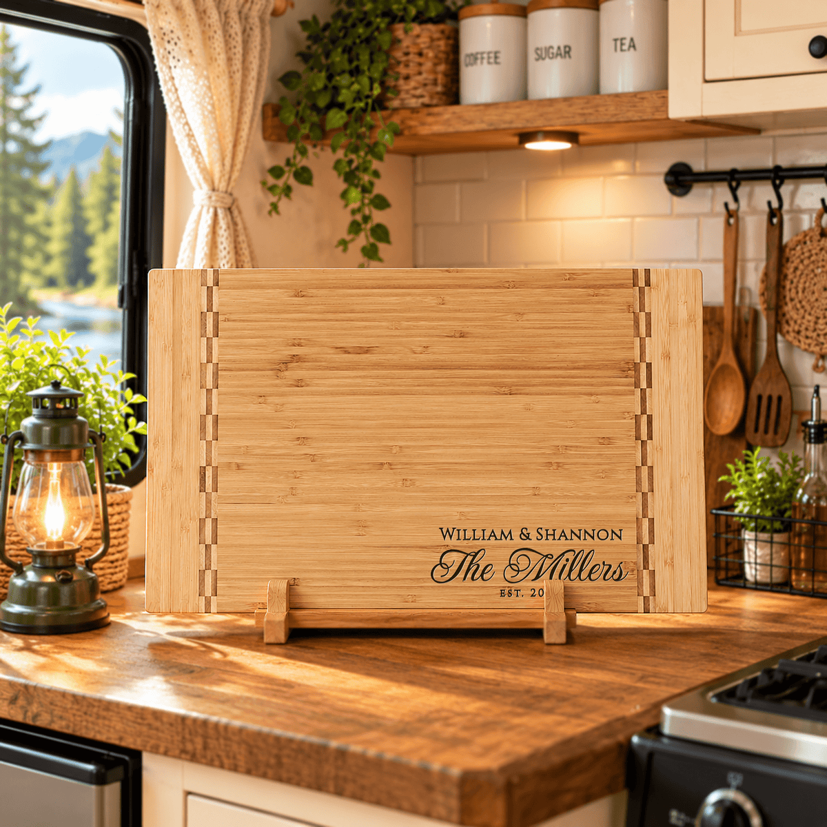 Personalized Camper Cutting Board, Custom RV Gift, Engraved Bamboo Wood Board, Camping Housewarming Gift, Travel Trailer Kitchen Decor - Apparel & Accessories - Aylev