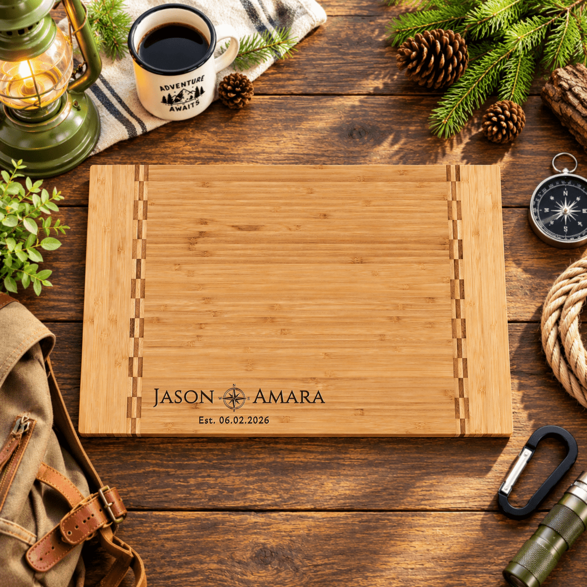 Personalized Camper Cutting Board, Custom RV Gift, Engraved Bamboo Wood Board, Camping Housewarming Gift, Travel Trailer Kitchen Decor - Apparel & Accessories - Aylev