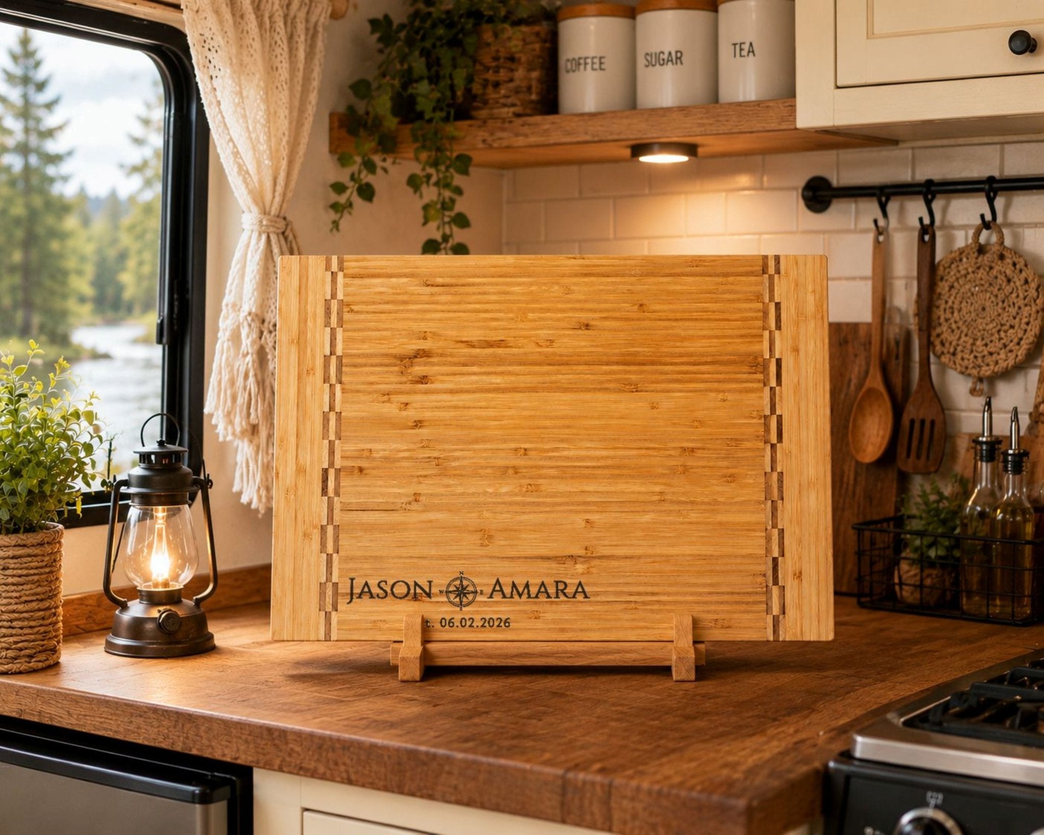 Personalized Camper Cutting Board, Custom RV Gift, Engraved Bamboo Wood Board, Camping Housewarming Gift, Travel Trailer Kitchen Decor - Apparel & Accessories - Aylev