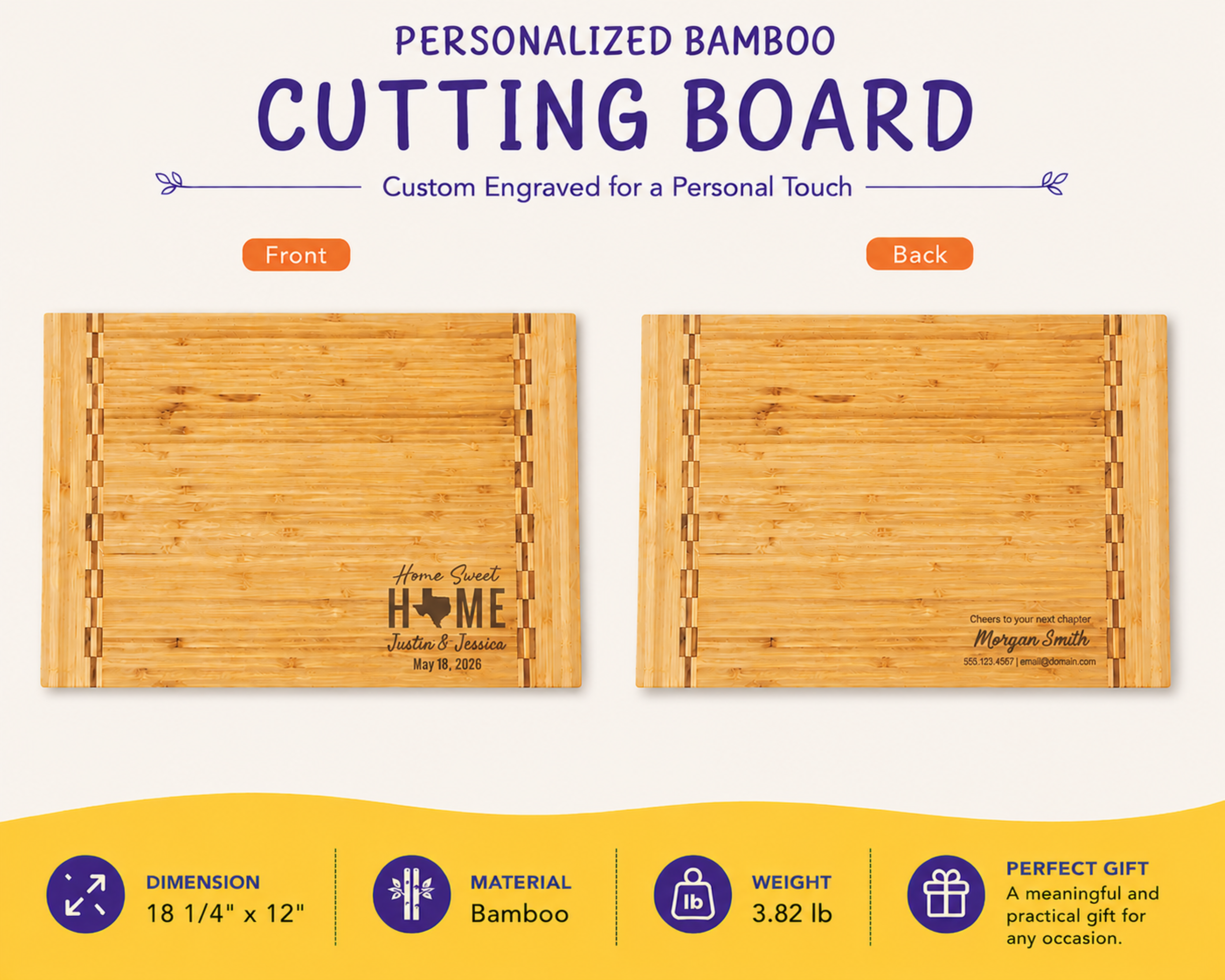 Personalized Realtor Closing Gift, Custom Engraved Bamboo Cutting Board, Real Estate Client Gift, New Home Housewarming Keepsake