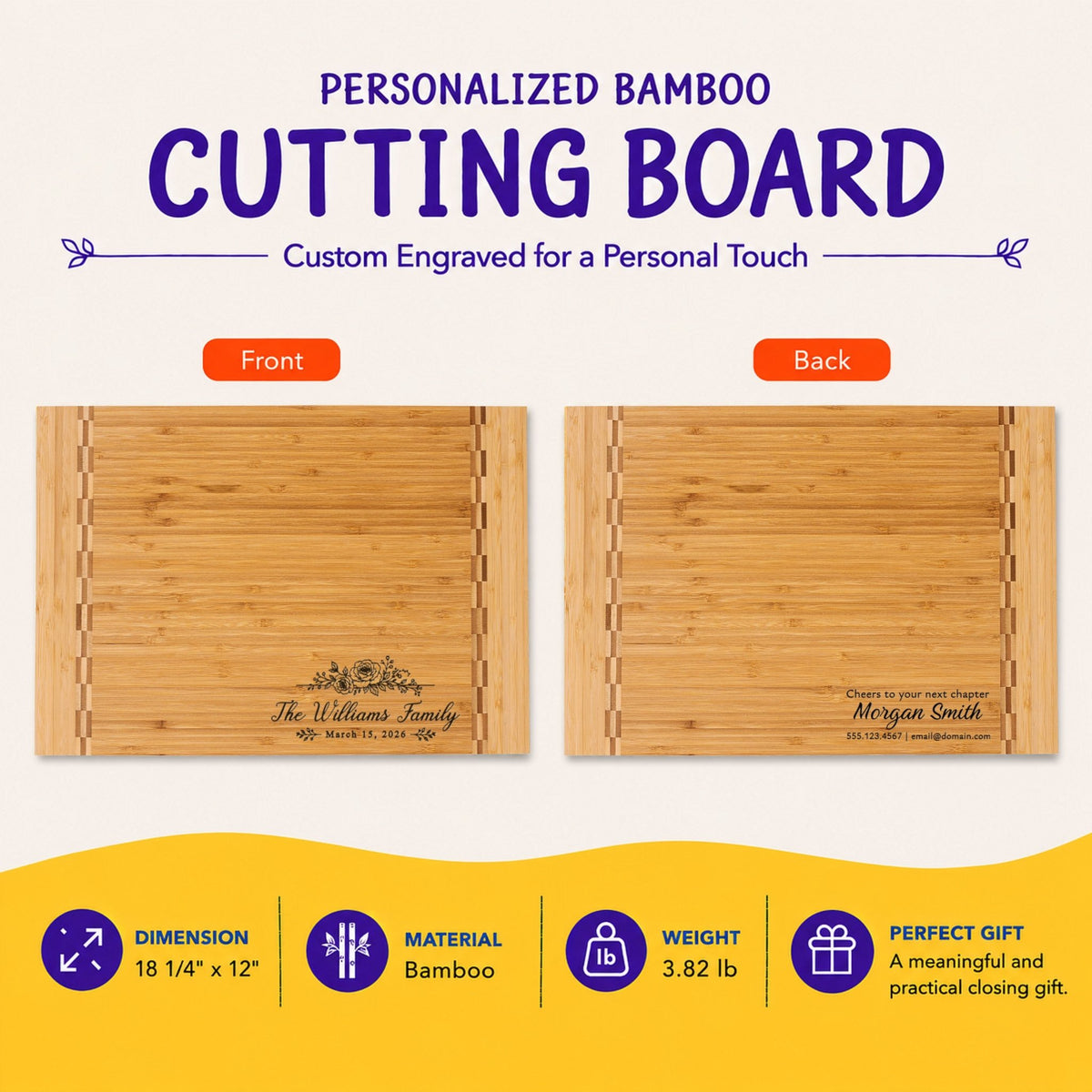 Personalized Realtor Closing Gift, Custom Engraved Bamboo Cutting Board, Real Estate Client Gift, New Home Housewarming Keepsake - Apparel & Accessories - Aylev