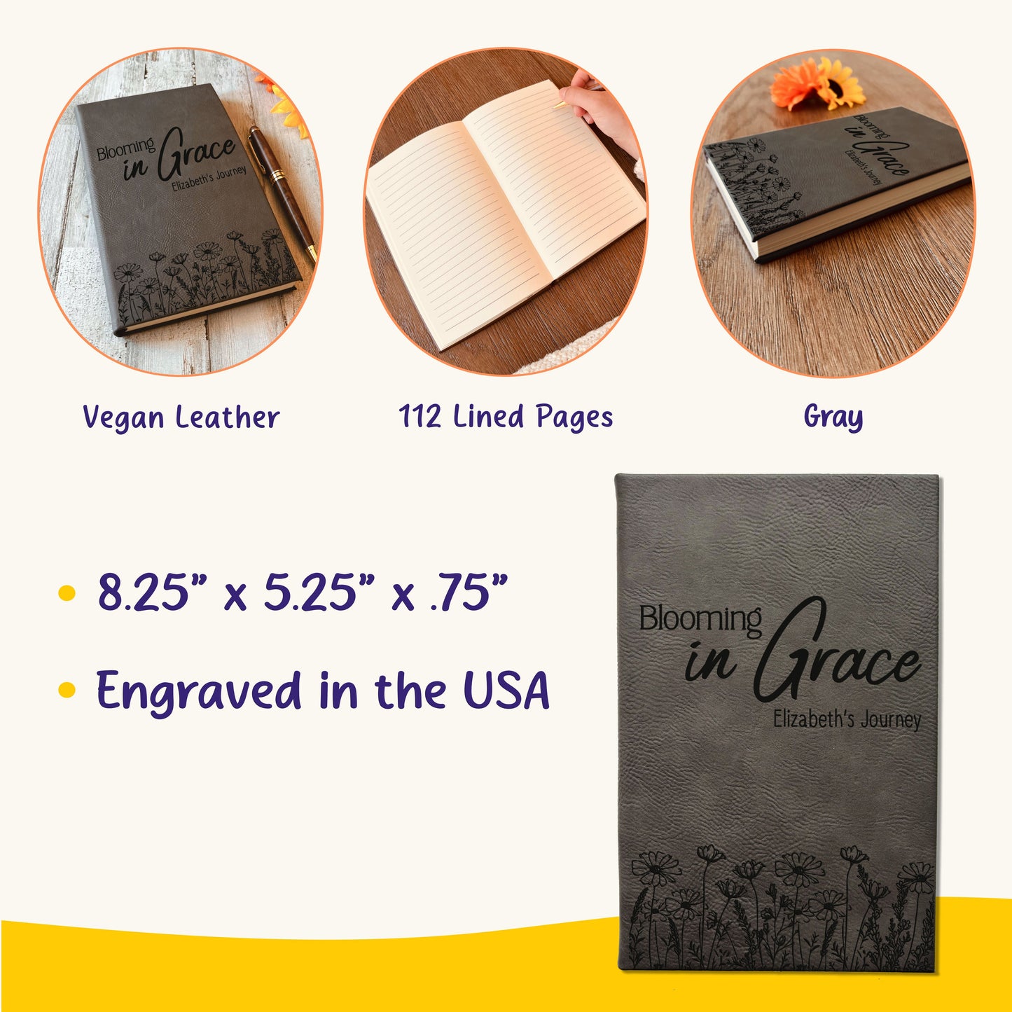 Personalized Christian Prayer Journal for Men & Women, Custom Engraved Name, Daily Devotional, Scripture Writing, Gratitude and Faith Gift