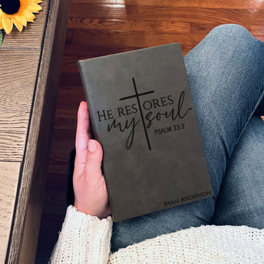 Personalized Christian Prayer Journal for Men & Women, Custom Engraved Name, Daily Devotional, Scripture Writing, Gratitude and Faith Gift