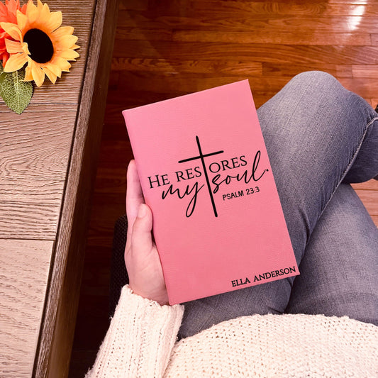 Personalized Christian Prayer Journal for Men & Women, Custom Engraved Name, Daily Devotional, Scripture Writing, Gratitude and Faith Gift