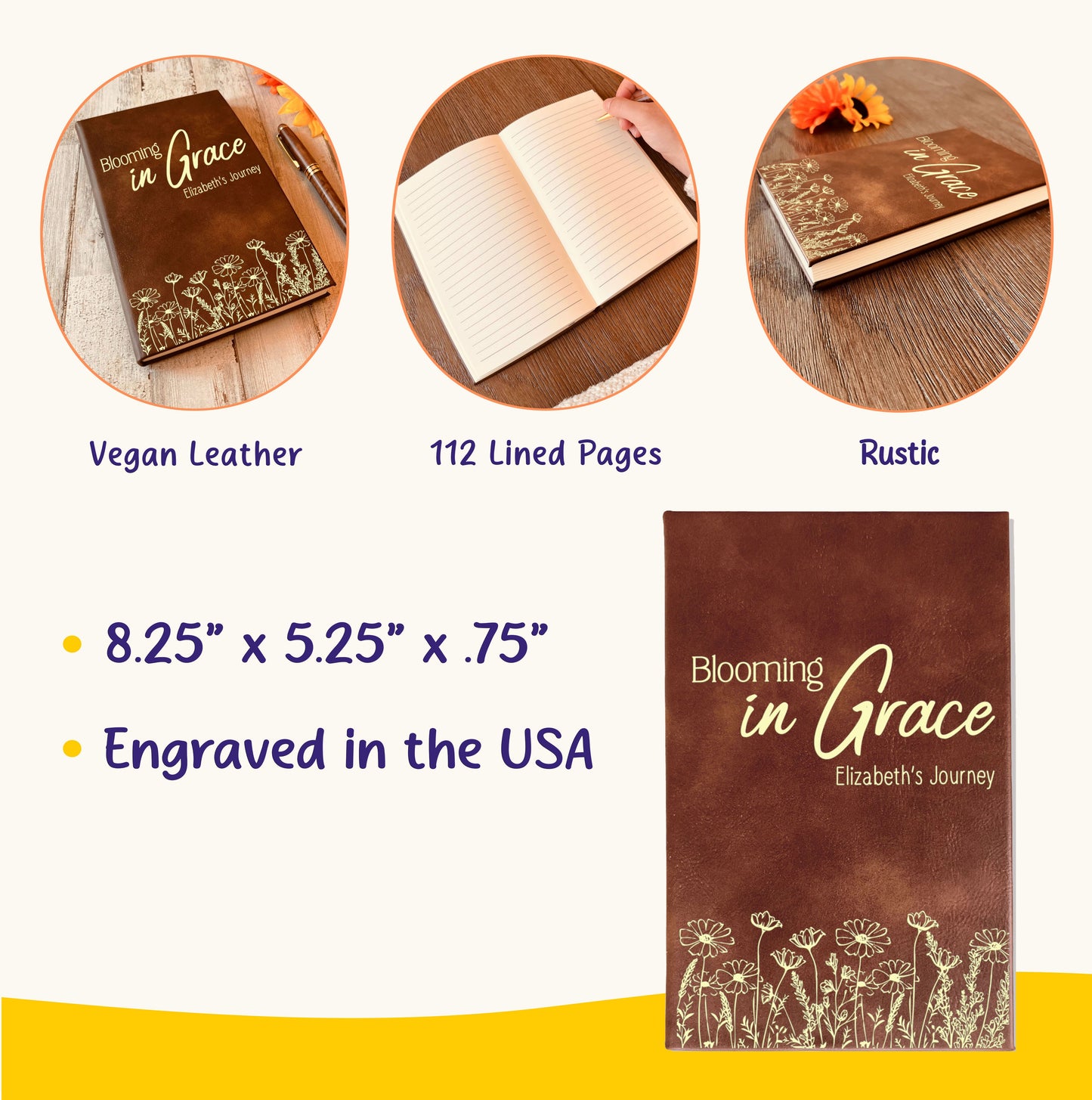Personalized Christian Prayer Journal for Men & Women, Custom Engraved Name, Daily Devotional, Scripture Writing, Gratitude and Faith Gift
