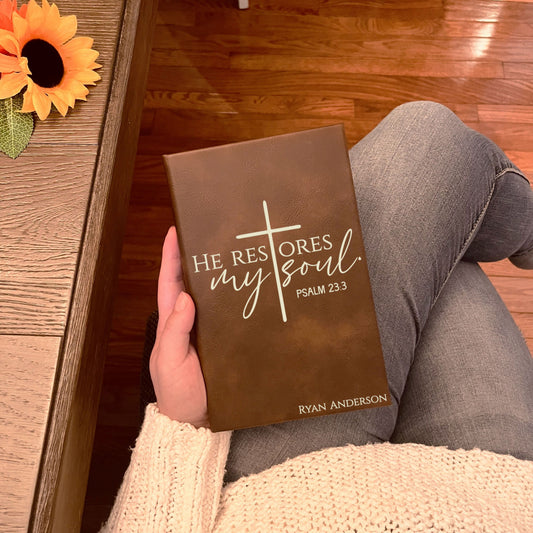 Personalized Christian Prayer Journal for Men & Women, Custom Engraved Name, Daily Devotional, Scripture Writing, Gratitude and Faith Gift