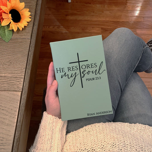 Personalized Christian Prayer Journal for Men & Women, Custom Engraved Name, Daily Devotional, Scripture Writing, Gratitude and Faith Gift
