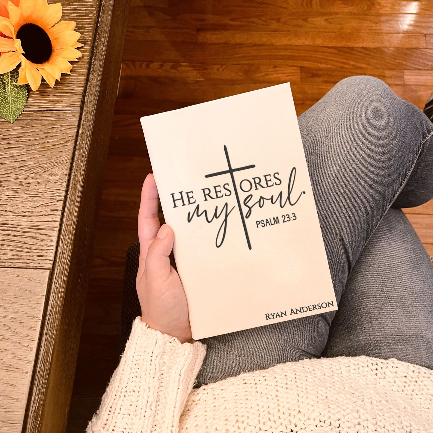 Personalized Christian Prayer Journal for Men & Women, Custom Engraved Name, Daily Devotional, Scripture Writing, Gratitude and Faith Gift