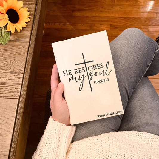 Personalized Christian Prayer Journal for Men & Women, Custom Engraved Name, Daily Devotional, Scripture Writing, Gratitude and Faith Gift