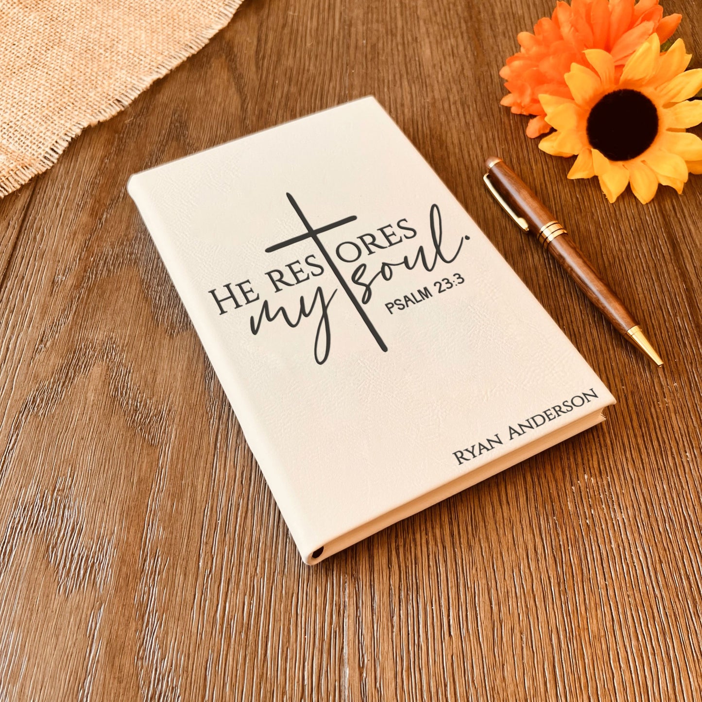Personalized Christian Prayer Journal for Men & Women, Custom Engraved Name, Daily Devotional, Scripture Writing, Gratitude and Faith Gift