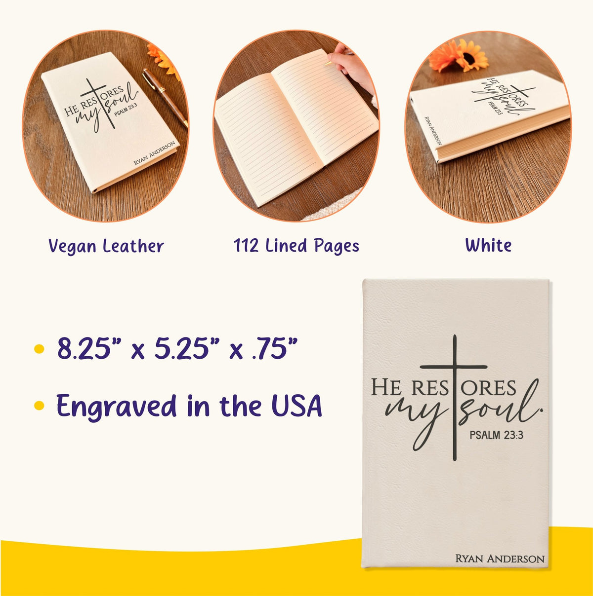 Personalized Christian Prayer Journal for Men & Women, Custom Engraved Name, Daily Devotional, Scripture Writing, Gratitude and Faith Gift - Religious Books - Aylev