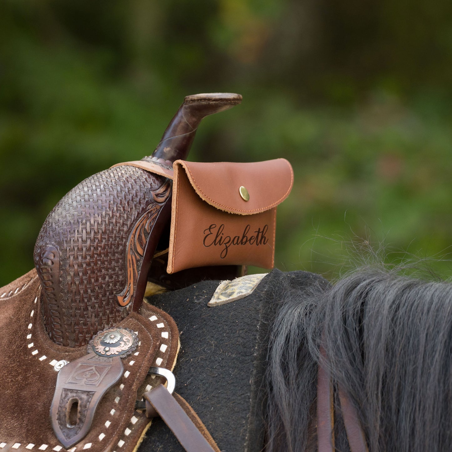 Personalized Genuine Leather Horse Saddle Bag, Real Leather Saddle Phone Holder, Horse Tack, Horse Gifts, Horse Gifts For Women Equestrian