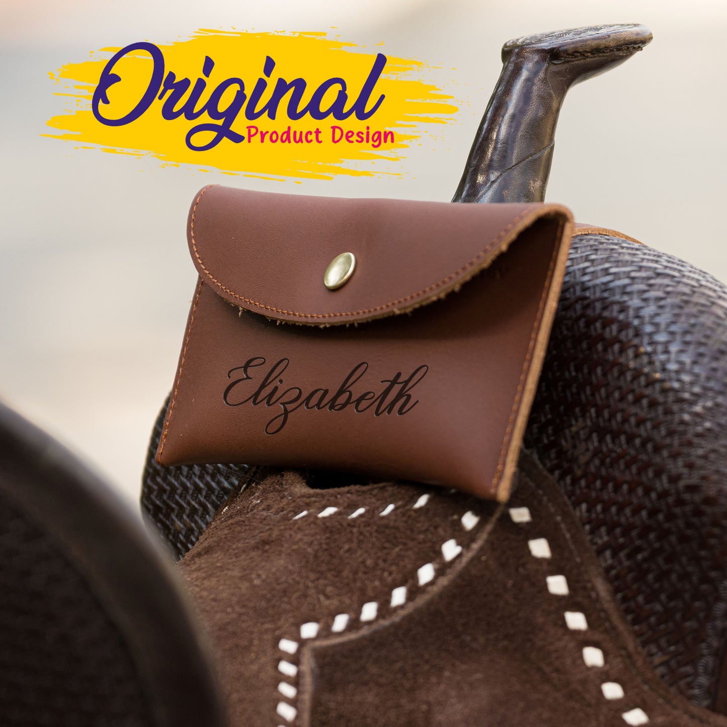 Personalized Genuine Leather Horse Saddle Bag, Real Leather Saddle Phone Holder, Horse Tack, Horse Gifts, Horse Gifts For Women Equestrian