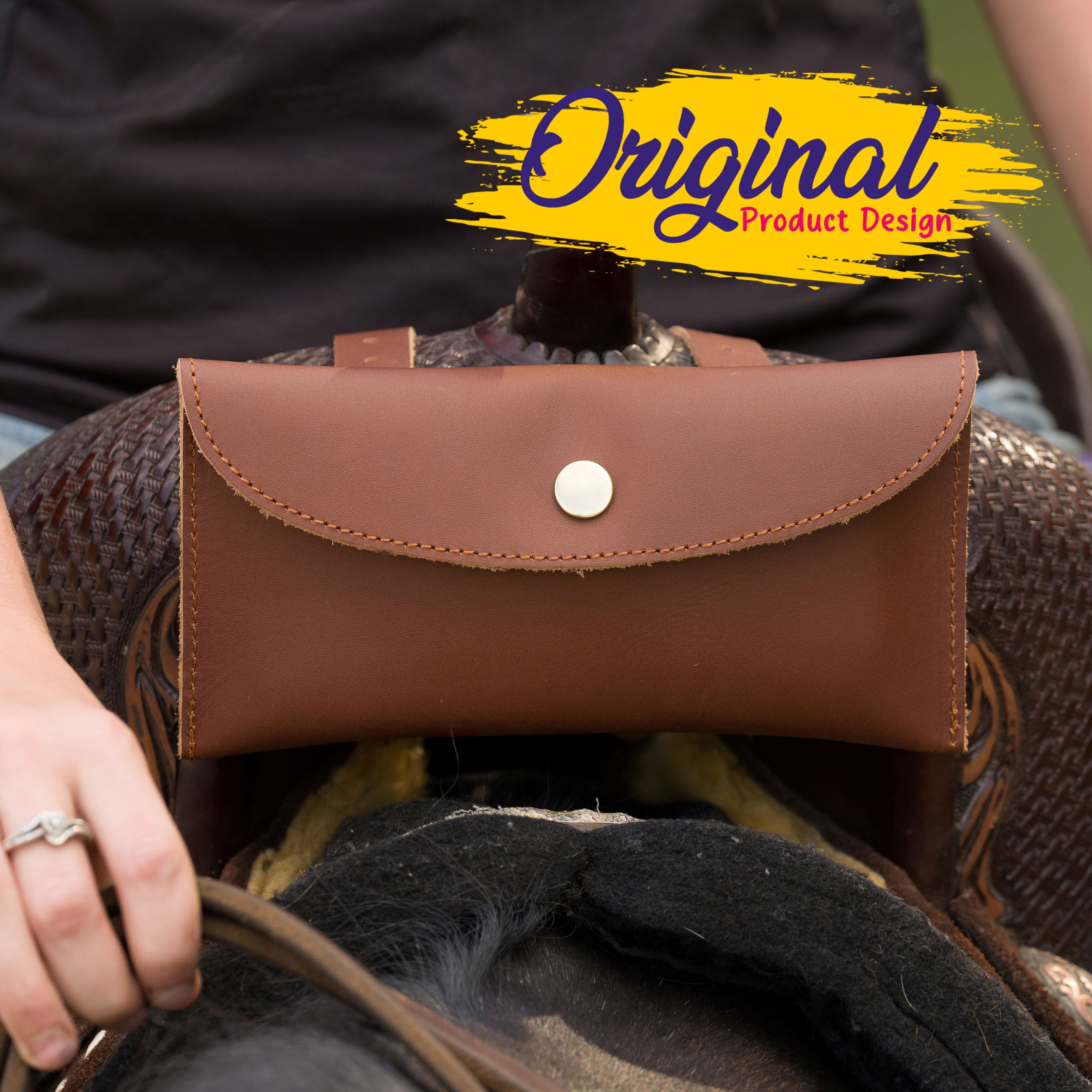 Genuine Leather Horse Saddle Bag, Real Leather Saddle Phone Holder, Horse Tack, Horse Gifts, Horse Gifts For Women Equestrian