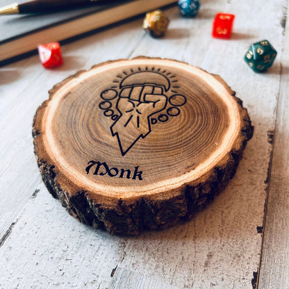 Dungeons and Dragons Real Wood Monk DnD Coaster, DnD Accessories, DnD Gift for Men, DnD Stuff, D&D Gifts - Apparel & Accessories - Aylev
