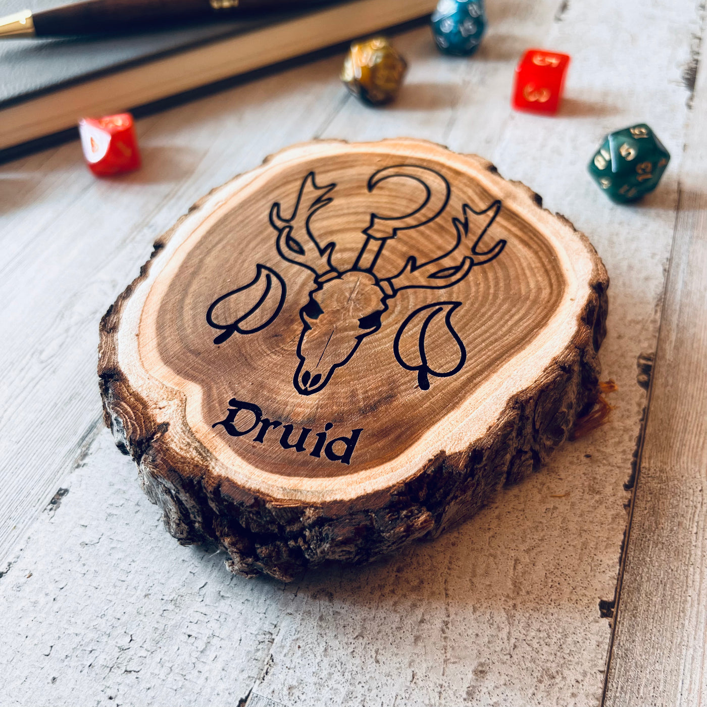 Dungeons and Dragons Real Wood Druid DnD Coaster | DnD Accessories | DnD Gift for Men | Dungeon Master Gift | DnD Stuff | D&D Gifts