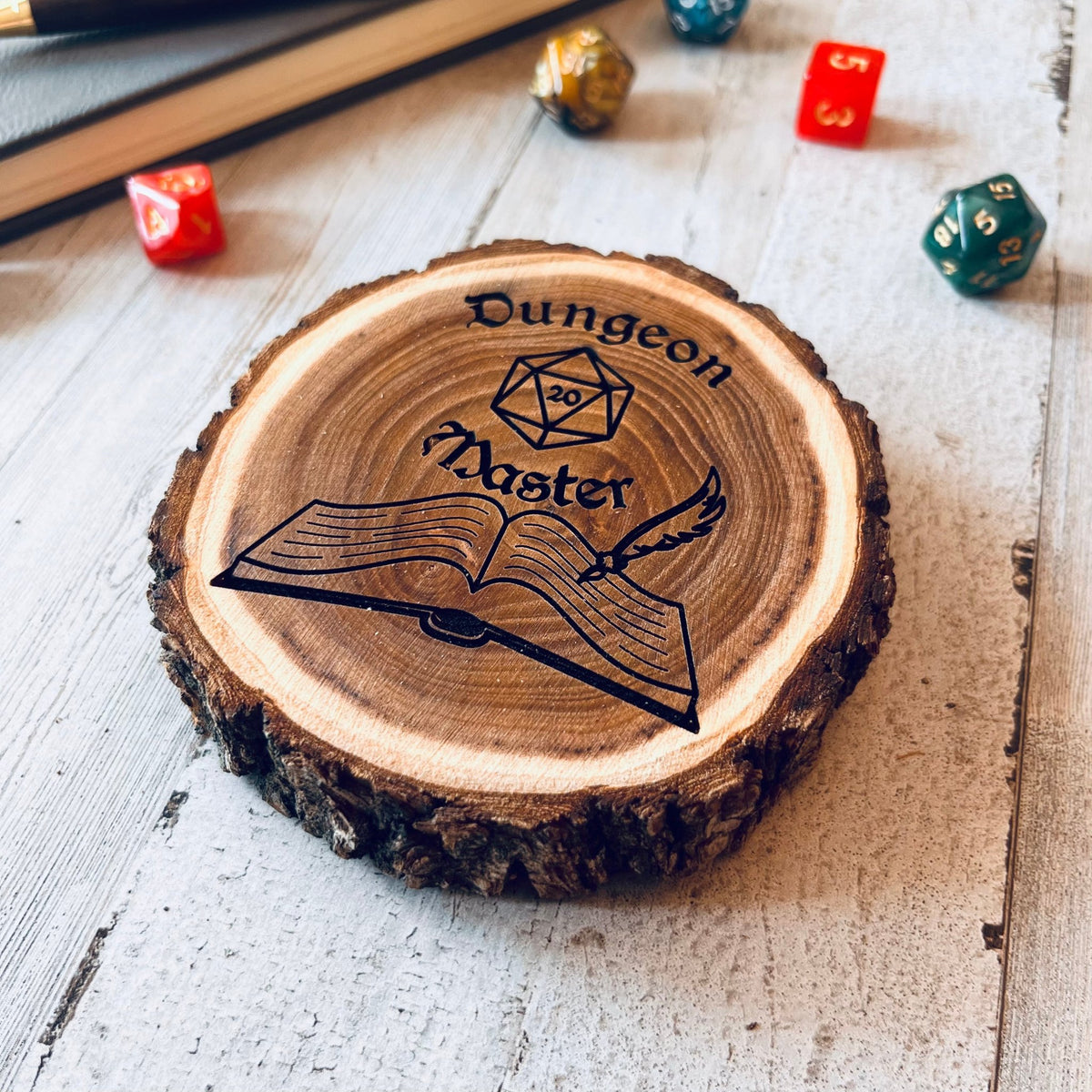 Dungeons and Dragons Real Wood Dungeon Master DnD Coaster, DnD Accessories, DnD Gift for Men, Dungeon Master Gift, DnD Stuff, D&D Gifts - Apparel & Accessories - Aylev
