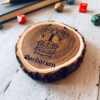 Dungeons and Dragons Real Wood Barbarian DnD Coaster, DnD Accessories, DnD Gift for Men, DnD Stuff, D&D Gifts - Apparel & Accessories - Aylev