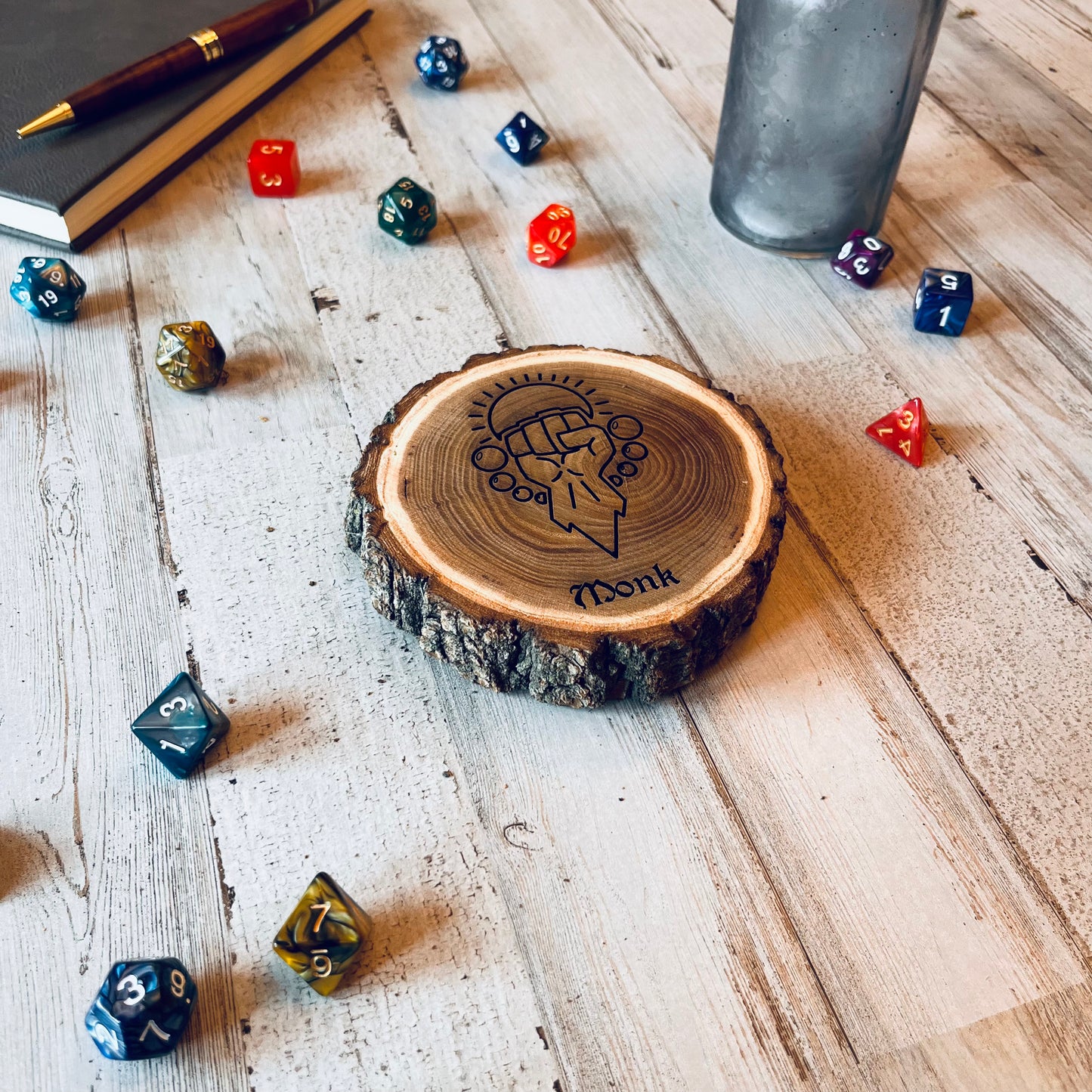 Dungeons and Dragons Real Wood Monk DnD Coaster | DnD Accessories | DnD Gift for Men | Dungeon Master Gift | DnD Stuff | D&D Gifts - Aylev