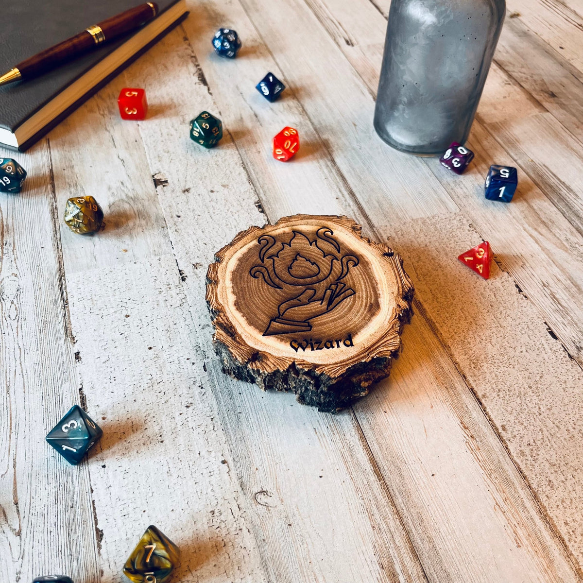 Dungeons and Dragons Real Wood Wizard DnD Coaster, DnD Accessories, DnD Gift for Men, DnD Stuff, D&D Gifts - Apparel & Accessories - Aylev
