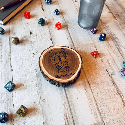 Dungeons and Dragons Real Wood Barbarian DnD Coaster, DnD Accessories, DnD Gift for Men, DnD Stuff, D&D Gifts - Apparel & Accessories - Aylev
