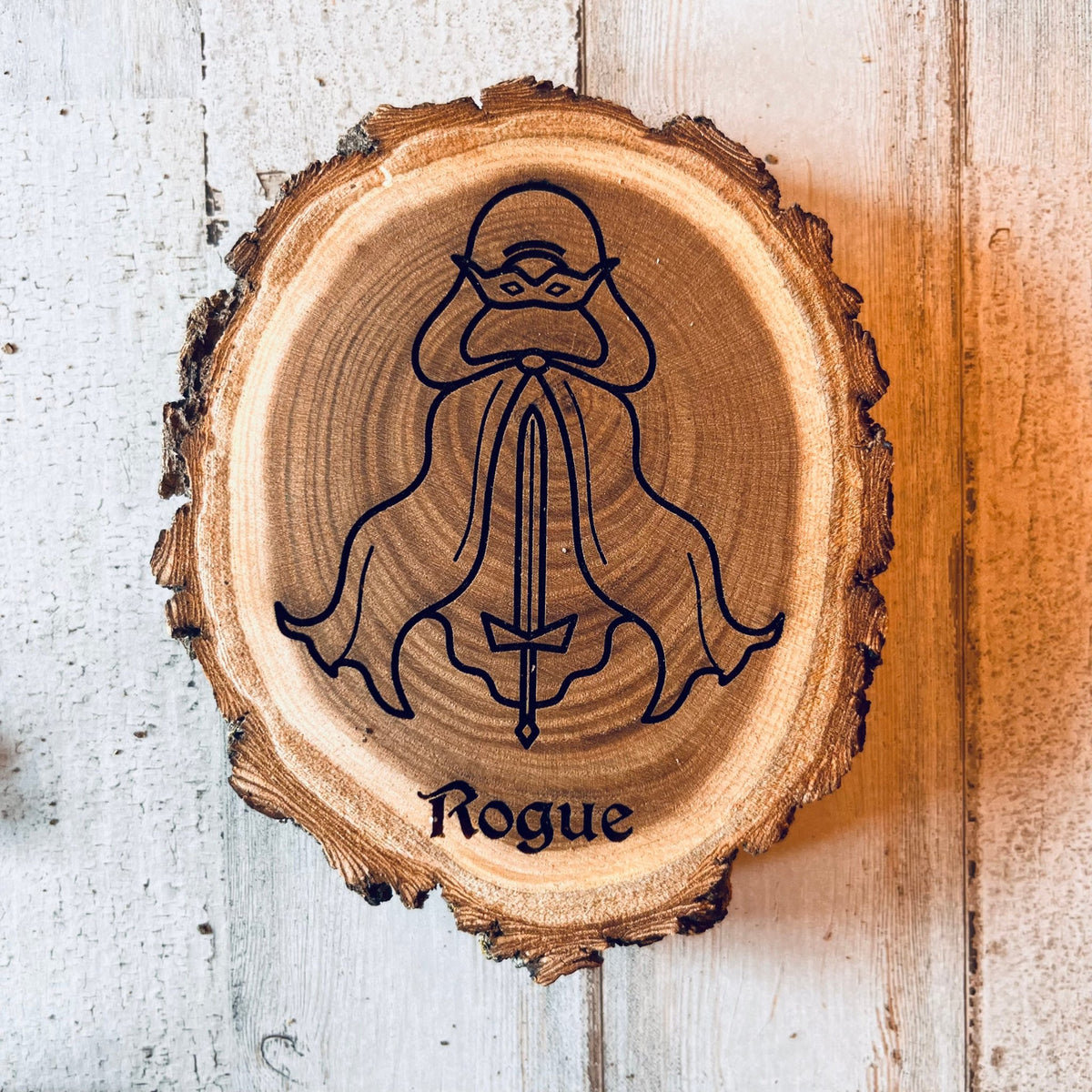 Dungeons and Dragons Real Wood Rogue DnD Coaster, DnD Accessories, DnD Gift for Men, DnD Stuff, D&D Gifts - Apparel & Accessories - Aylev