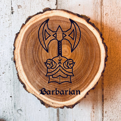 Dungeons and Dragons Real Wood Barbarian DnD Coaster, DnD Accessories, DnD Gift for Men, DnD Stuff, D&D Gifts - Apparel & Accessories - Aylev