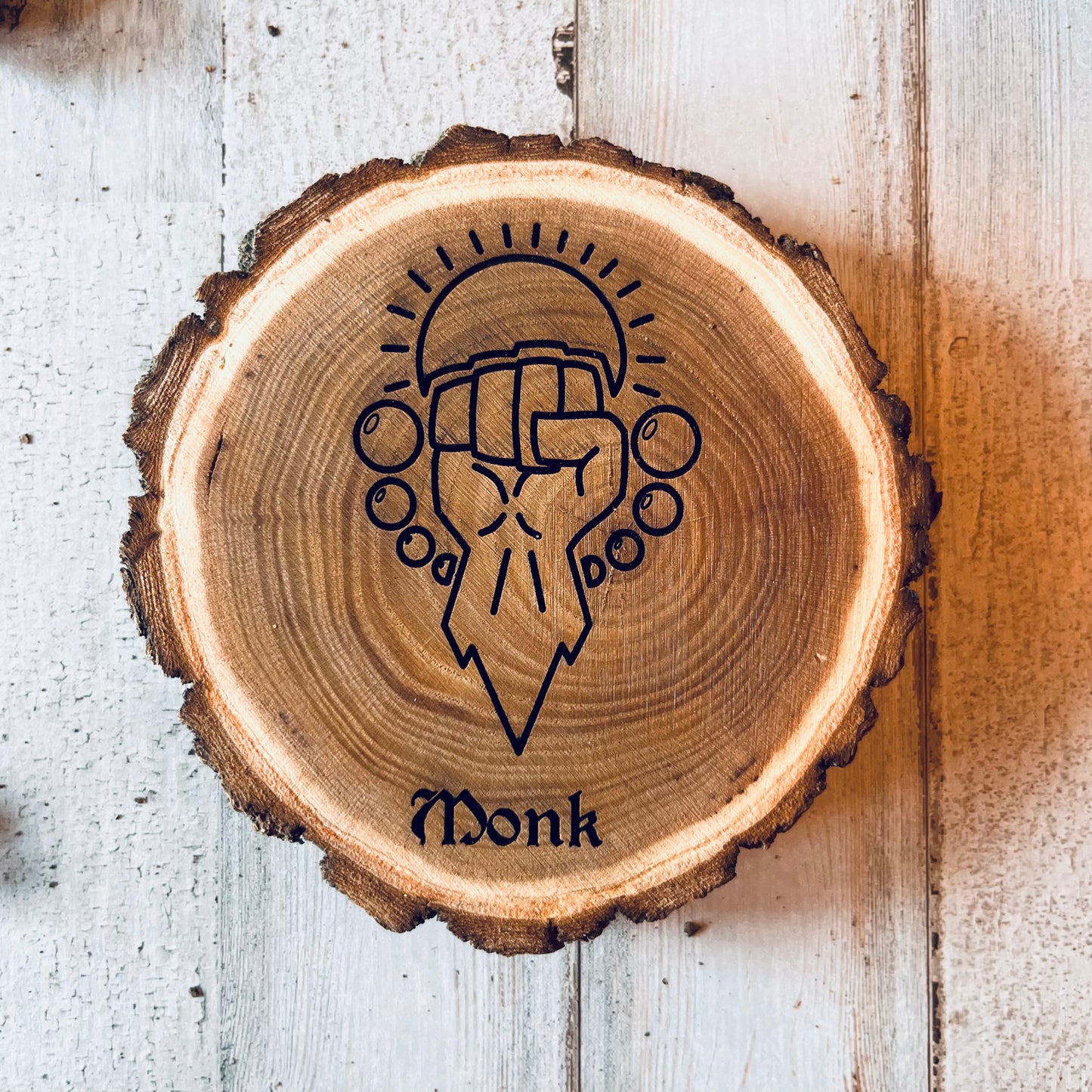Dungeons and Dragons Real Wood Monk DnD Coaster | DnD Accessories | DnD Gift for Men | Dungeon Master Gift | DnD Stuff | D&D Gifts - Aylev
