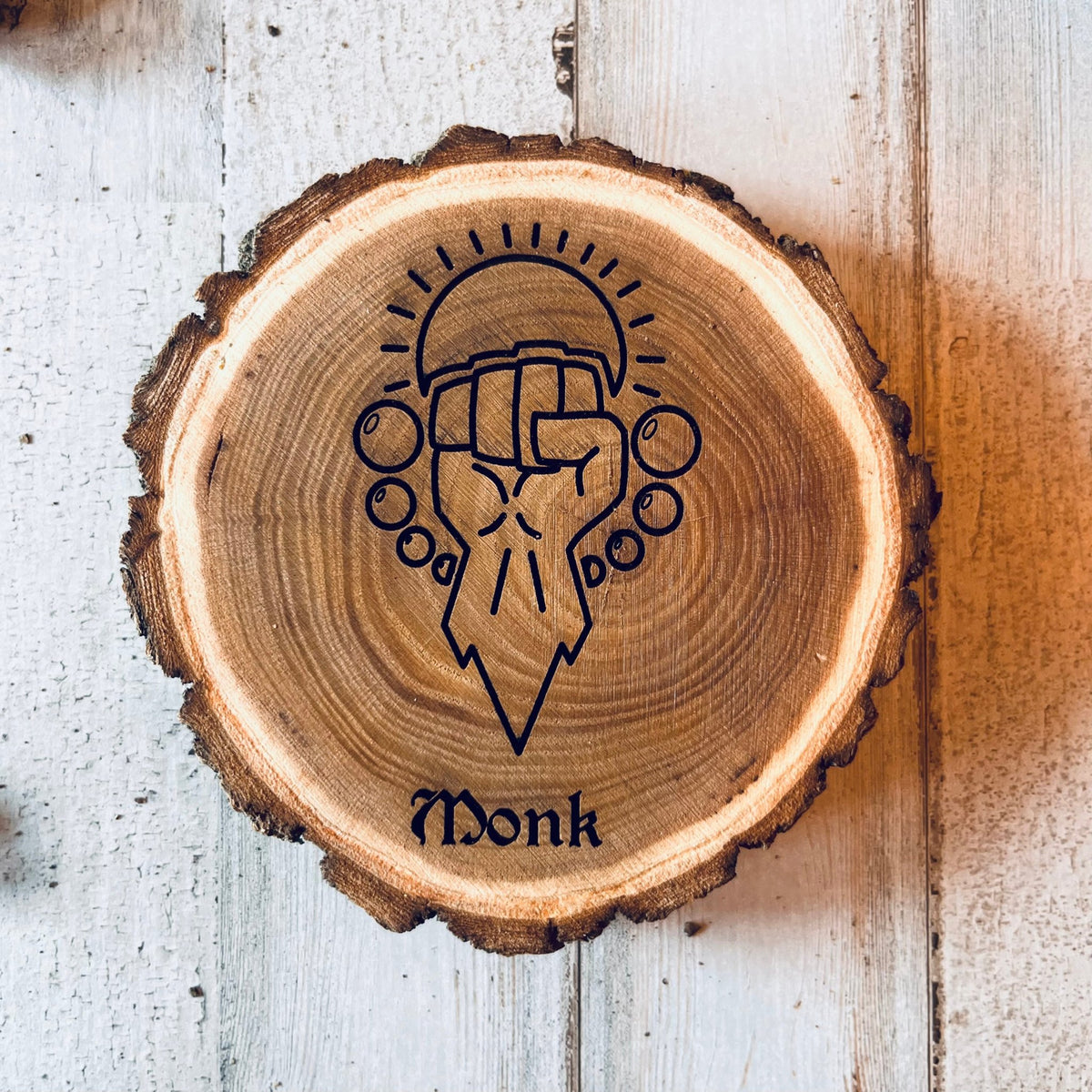 Dungeons and Dragons Real Wood Monk DnD Coaster, DnD Accessories, DnD Gift for Men, DnD Stuff, D&D Gifts - Apparel & Accessories - Aylev