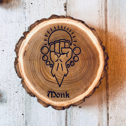 Dungeons and Dragons Real Wood Monk DnD Coaster, DnD Accessories, DnD Gift for Men, DnD Stuff, D&D Gifts - Apparel & Accessories - Aylev