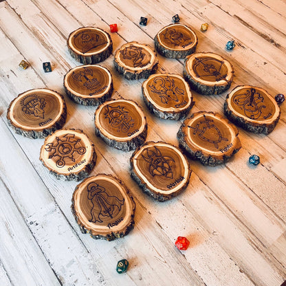 Dungeons and Dragons Real Wood Coaster Set, DnD Coasters, DnD Accessories, DnD Gift for Men, DnD Stuff, D&D Gifts - Apparel & Accessories - Aylev