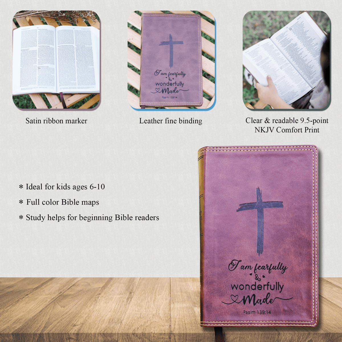 Personalized NKJV Children's Bible: Create Your Own Custom Engraved Design with a Designer, Comfort Print New King James Holy Bible for Kids - Religious Books - Aylev