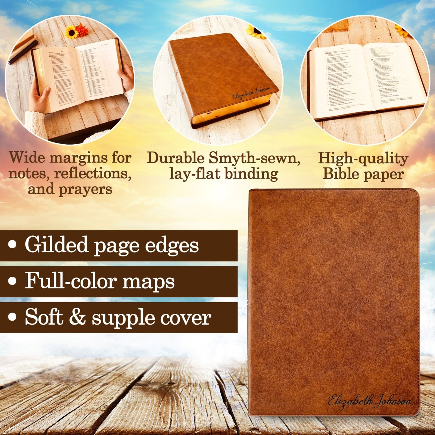 Personalized CSB Bible with Name Engraved, CSB Wide-Margin Bible, Custom Bible Name Engraved, Christian Standard Holy Bible, Baptism Gifts - Religious Books - Aylev