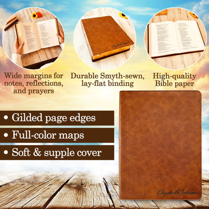 Personalized CSB Bible with Name Engraved, CSB Wide-Margin Bible, Custom Bible Name Engraved, Christian Standard Holy Bible, Baptism Gifts - Religious Books - Aylev