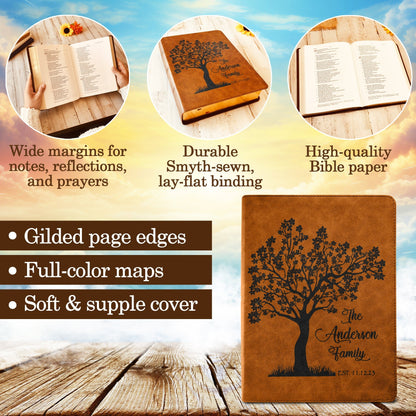 Personalized Family Bible, Custom CSB Family Tree Wide - Margin Bible, Engraved Bible, Wedding Bible, Christian Gifts Family Bible for Wedding - Religious Books - Aylev