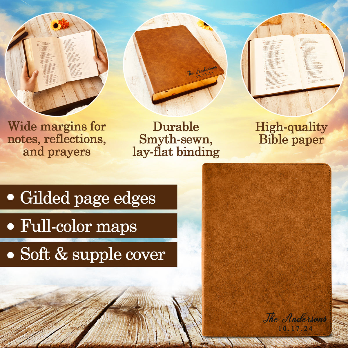 Personalized Family Bible, Custom CSB Wide - Margin Family Bible, Engraved Bible, Wedding Bible, Christian Gifts Family Bible for Wedding - Religious Books - Aylev
