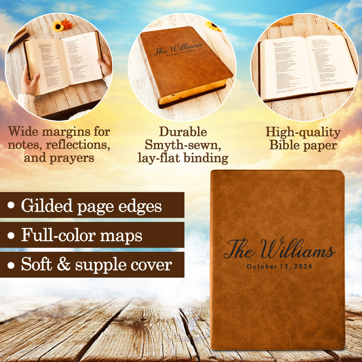 Personalized Family Bible, Custom CSB Wide - Margin Family Bible, Engraved Bible, Wedding Bible, Christian Gifts Family Bible for Wedding - Religious Books - Aylev