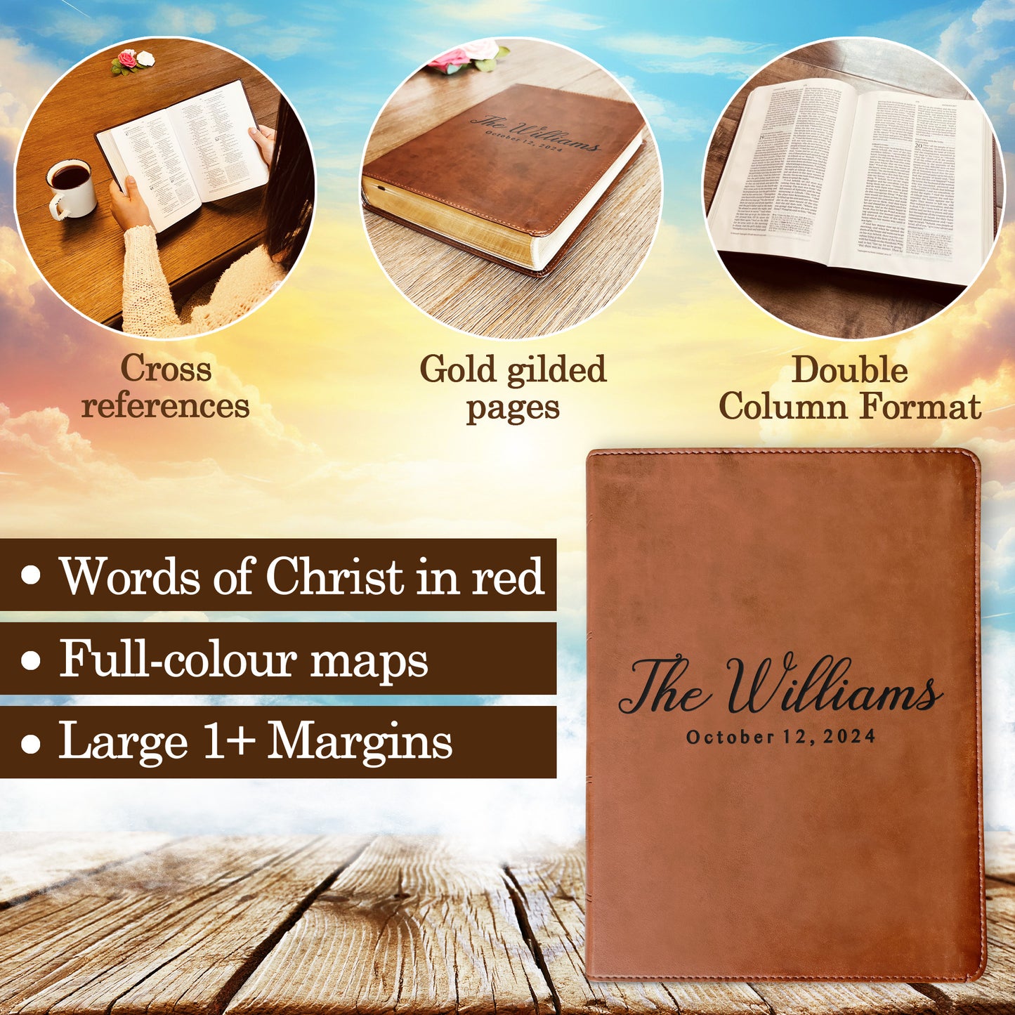 Personalized Family Bible, Custom ESV Wide-Margin Reference Bible, Engraved Bible, Wedding Bible, Christian Gifts, Family Bible for Wedding