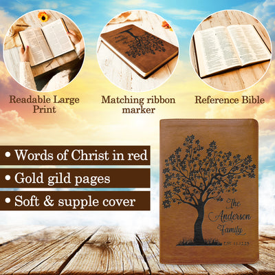 Personalized Family Bible | Custom NLT Family Tree Bible | Engraved Bible Wedding Bible | Christian Gifts Family Bible for Wedding