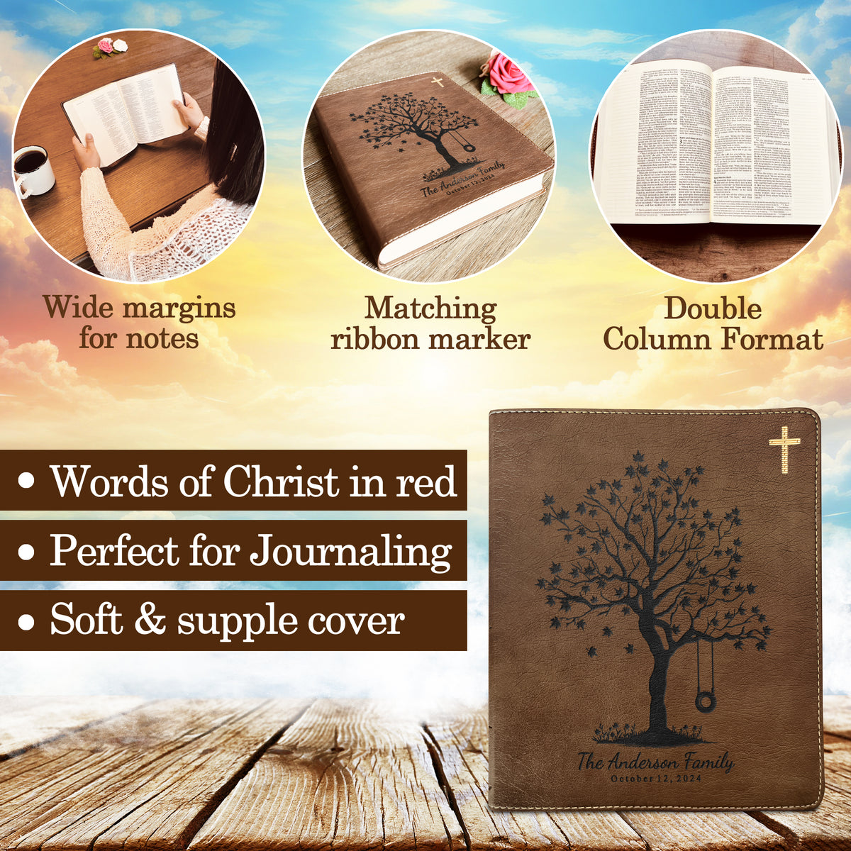 Personalized Family Bible, Custom NIV Family Tree Journaling Bible, Engraved Bible, Wedding Bible, Anniversary Gifts Family Bible for Wedding - Religious Books - Aylev