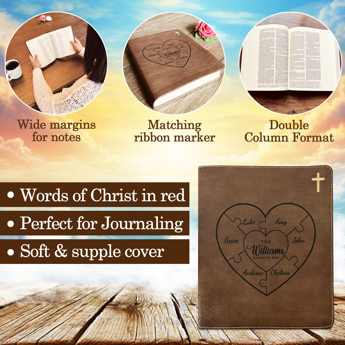 Personalized Family Bible, Custom NIV Family Journaling Bible, Engraved Bible, Wedding Bible, Christian Gifts, Guestbook Bible for Wedding - Religious Books - Aylev