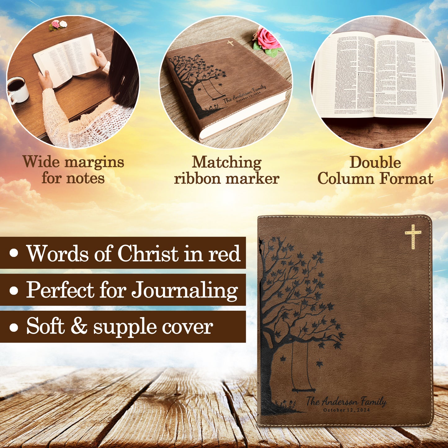 Personalized Family Bible,  Custom NIV Family Tree Journaling Bible, Engraved Bible, Wedding Bible, Anniversary Gifts Family Bible for Wedding