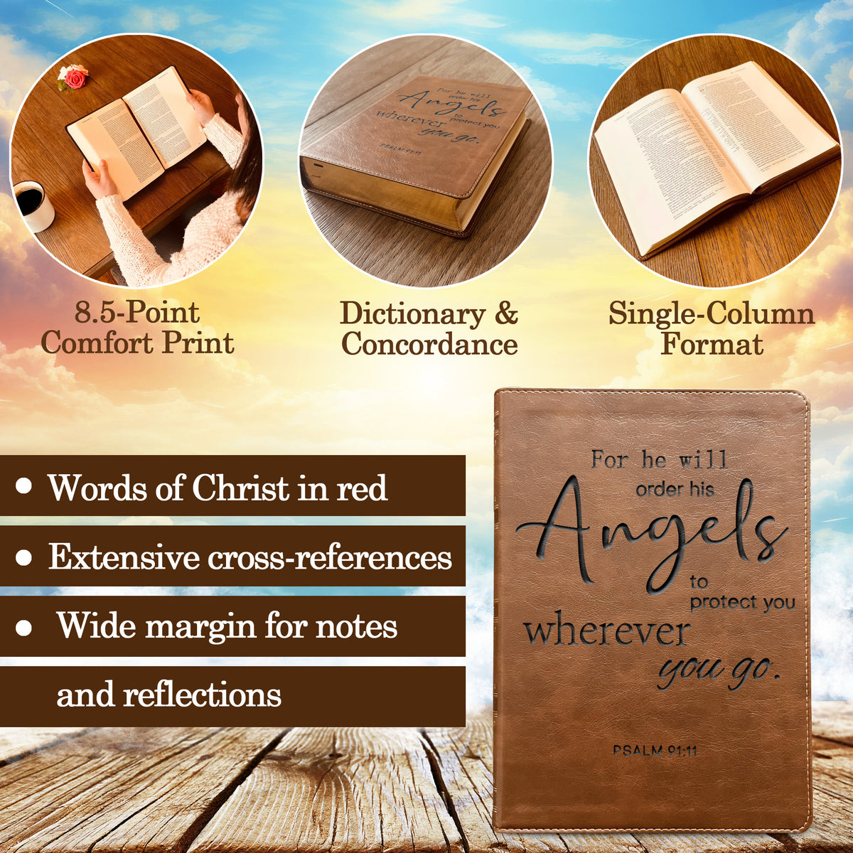Custom Engraved NKJV Bible, Single Column Wide - Margin Reference, Red - Letter Edition, Personalized Christian Gifts for Him Her, Baptism Gifts - Religious Books - Aylev