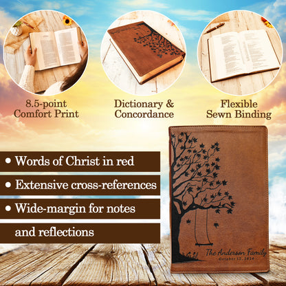 Personalized Family Bible, Custom Engraved NKJV Wide - Margin Family Tree Bible, Wedding Gifts, Anniversary Gifts, Family Bible for Weddings - Religious Books - Aylev